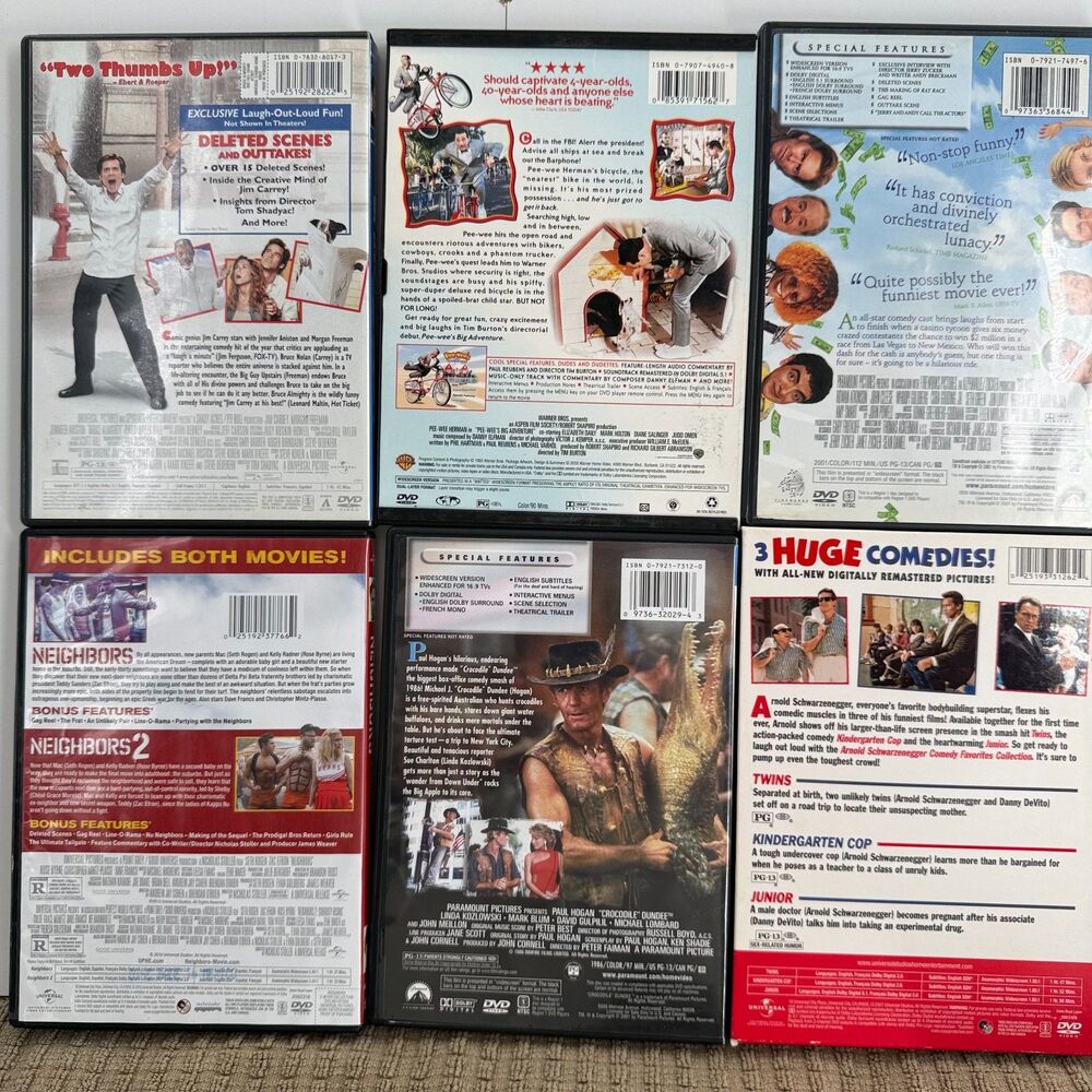 6 DVD Comedy Movie Lot Bruce Almighty Rat Race Neighbors Dundee Arnold - Picture 2 of 9